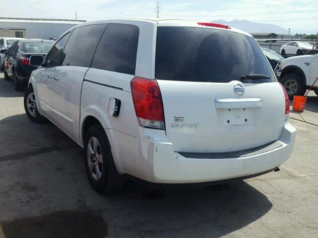 5N1BV28U69N105358 - 2009 NISSAN QUEST S WHITE photo 3