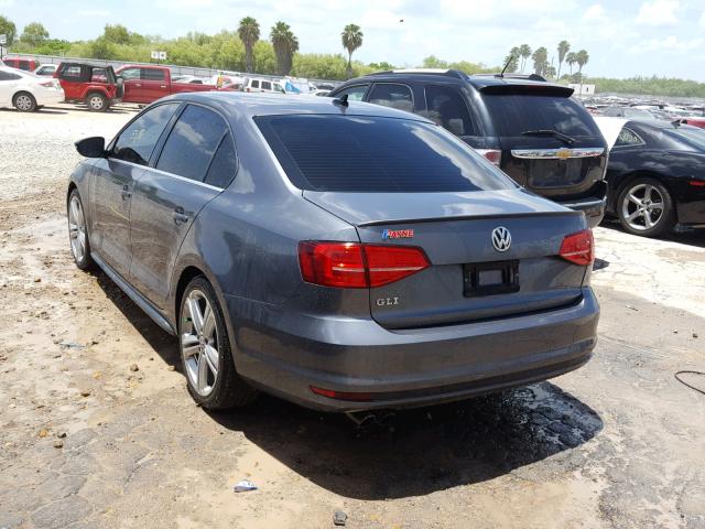 3VW5S7AJ3FM301008 - 2015 VOLKSWAGEN JETTA GLI GRAY photo 3