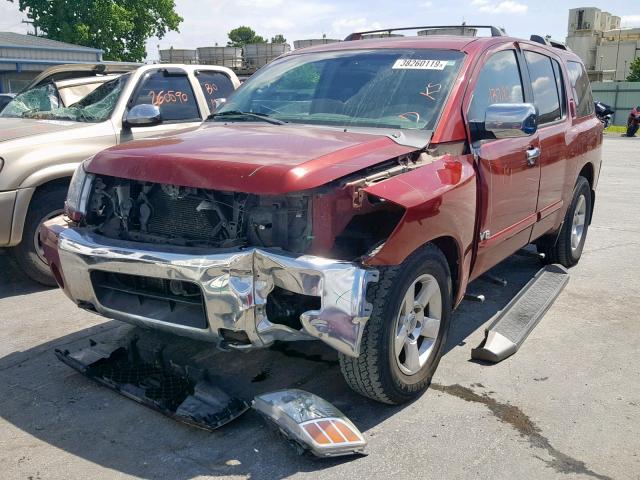 5N1AA08B95N739297 - 2005 NISSAN ARMADA SE RED photo 2