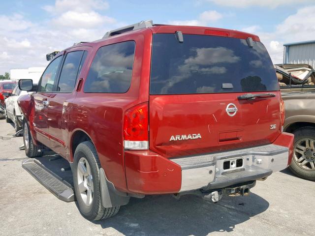 5N1AA08B95N739297 - 2005 NISSAN ARMADA SE RED photo 3