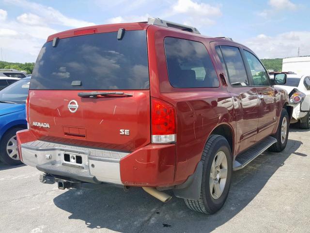 5N1AA08B95N739297 - 2005 NISSAN ARMADA SE RED photo 4