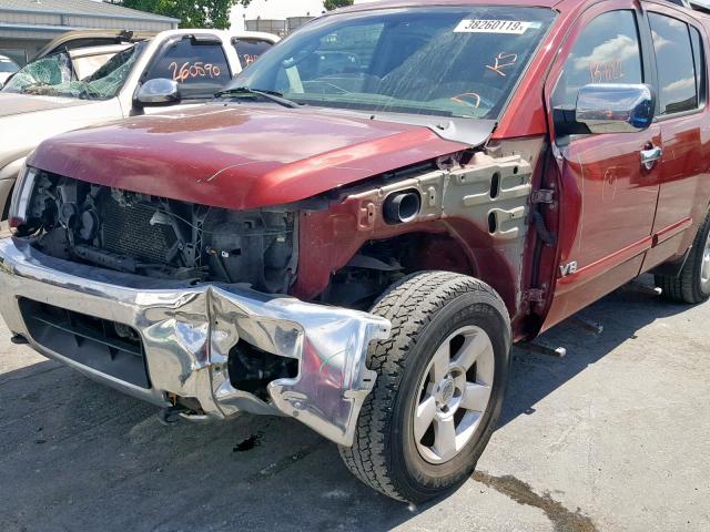 5N1AA08B95N739297 - 2005 NISSAN ARMADA SE RED photo 9