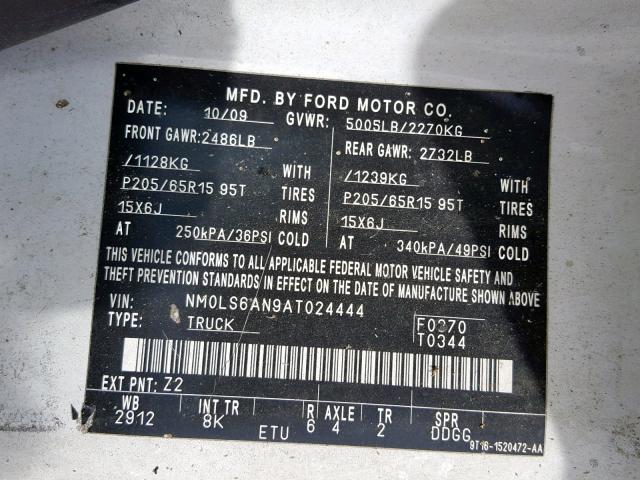 NM0LS6AN9AT024444 - 2010 FORD TRANSIT CONNECT XL  photo 10