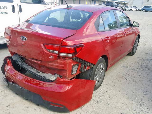 3KPA24AB0KE157348 - 2019 KIA RIO S RED photo 4