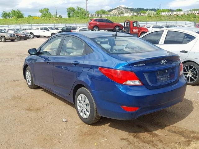 KMHCT4AE2GU954589 - 2016 HYUNDAI ACCENT SE BLUE photo 3