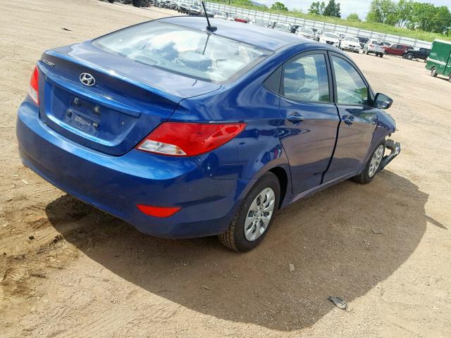 KMHCT4AE2GU954589 - 2016 HYUNDAI ACCENT SE BLUE photo 4