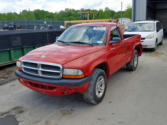 1D7FL36K44S593342 - 2004 DODGE DAKOTA SPO RED photo 2