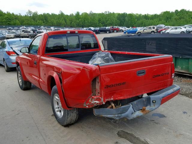 1D7FL36K44S593342 - 2004 DODGE DAKOTA SPO RED photo 3