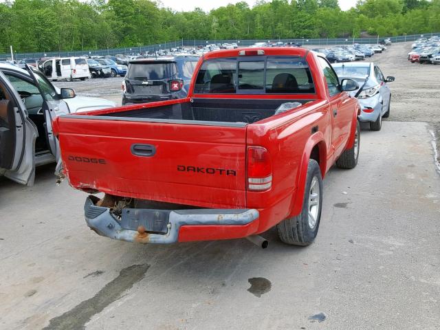 1D7FL36K44S593342 - 2004 DODGE DAKOTA SPO RED photo 4