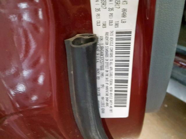 1J8HG48K37C577666 - 2007 JEEP COMMANDER 勃艮第红 照片 10