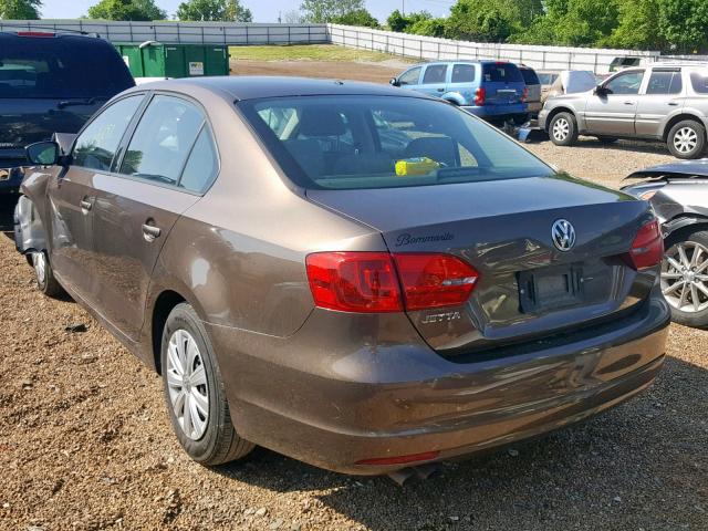 3VW2K7AJ4EM322483 - 2014 VOLKSWAGEN JETTA BASE 棕色 照片 3