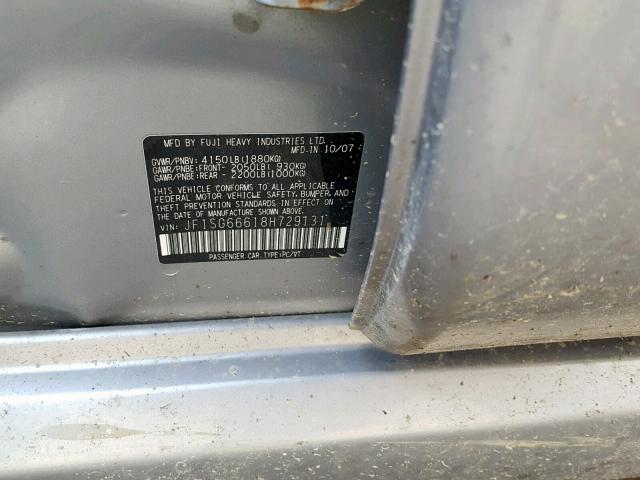 JF1SG66618H729131 - 2008 SUBARU FORESTER S 灰色 照片 10