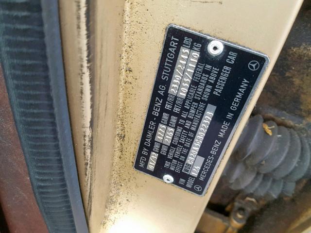 WDBCB20A5CB022398 - 1982 MERCEDES-BENZ 300 SD GOLD photo 10