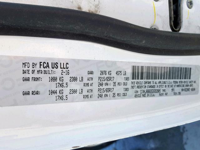 1C4NJRBB2GD692805 - 2016 JEEP PATRIOT SP WHITE photo 10