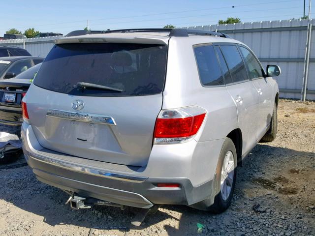 5TDZK3EH8CS082854 - 2012 TOYOTA HIGHLANDER SILVER photo 4