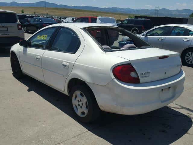 1B3ES26C22D505919 - 2002 DODGE NEON WHITE photo 3