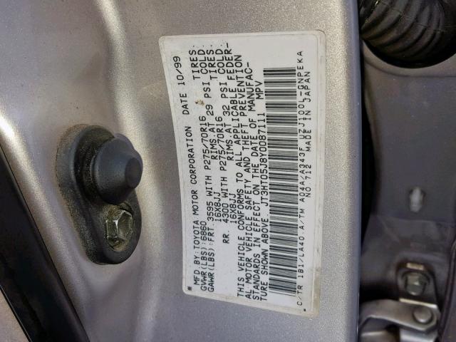 JT3HT05J8Y0087111 - 2000 TOYOTA LAND CRUIS SILVER photo 10