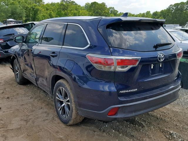 5TDKKRFHXGS159507 - 2016 TOYOTA HIGHLANDER BLUE photo 3