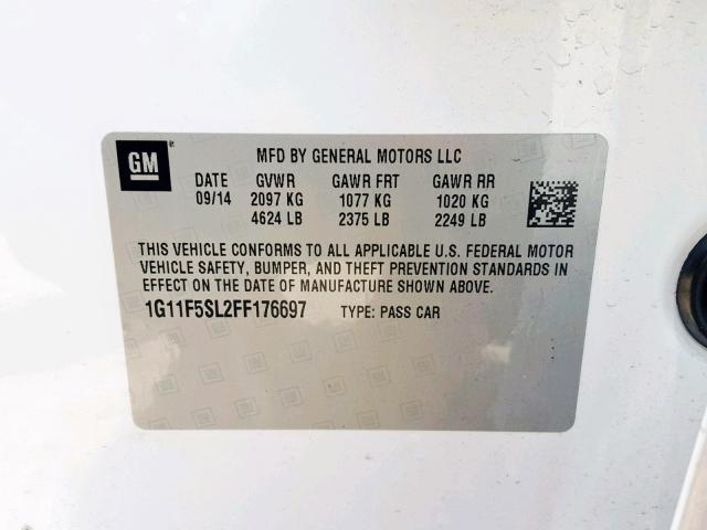 1G11F5SL2FF176697 - 2015 CHEVROLET MALIBU LTZ 白色 照片 10