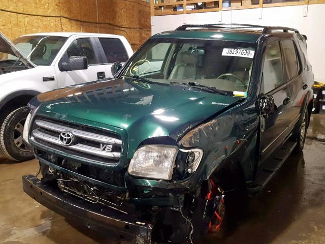 5TDBT48A23S203168 - 2003 TOYOTA SEQUOIA LI GREEN photo 2