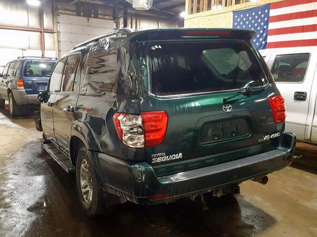 5TDBT48A23S203168 - 2003 TOYOTA SEQUOIA LI GREEN photo 3