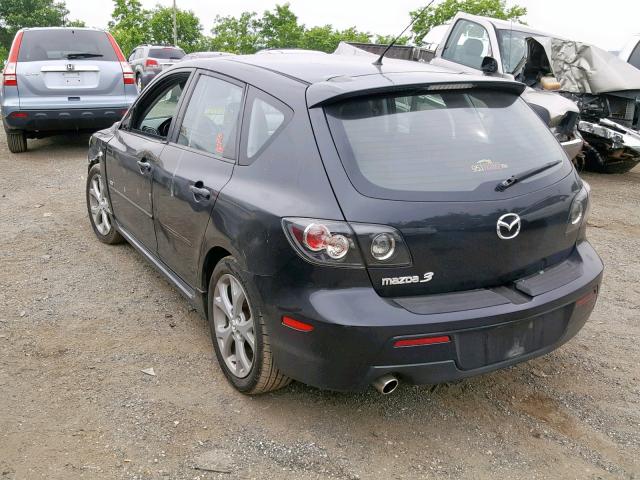 JM1BK344981830368 - 2008 MAZDA 3 HATCHBAC BLACK photo 3