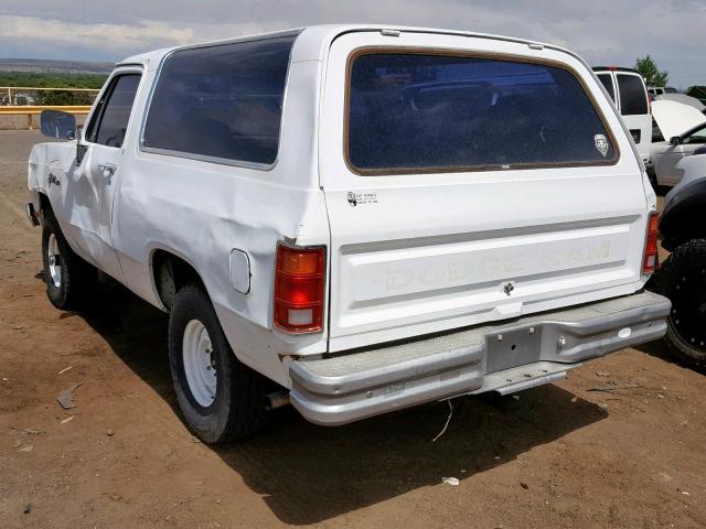 3B4GM07Y8KM944480 - 1989 DODGE RAMCHARGER WHITE photo 3