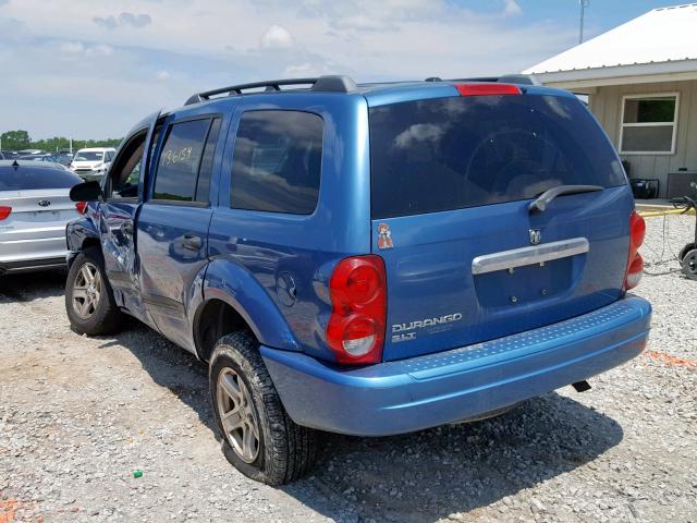 1D4HB48N46F137052 - 2006 DODGE DURANGO SL BLUE photo 3