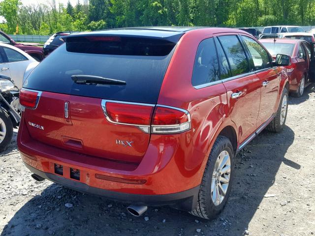 2LMDJ8JK9BBJ09278 - 2011 LINCOLN MKX RED photo 4