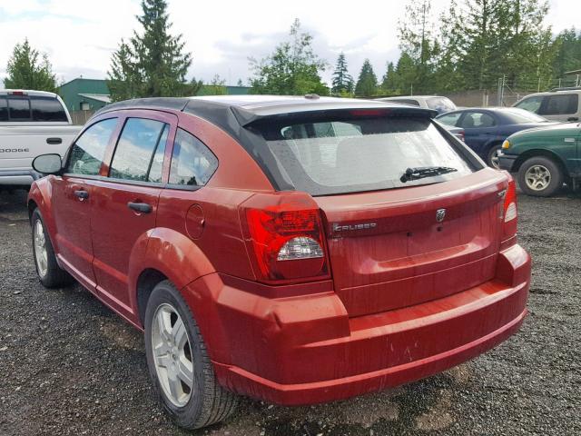 1B3HB48B08D573142 - 2008 DODGE CALIBER SX BURGUNDY photo 3