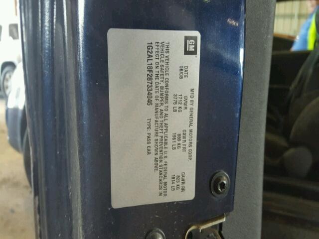 1G2AL18F287334046 - 2008 PONTIAC G5 BLUE photo 10