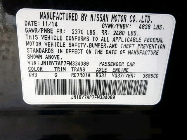 JN1BV7AP7FM334089 - 2015 INFINITI Q50 BASE BLACK photo 10