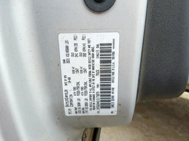 1B7GG2AX21S173879 - 2001 DODGE DAKOTA QUA SILVER photo 10