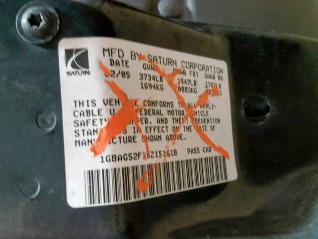 1G8AJ58F47Z195396 - 2007 SATURN ION LEVEL RED photo 10