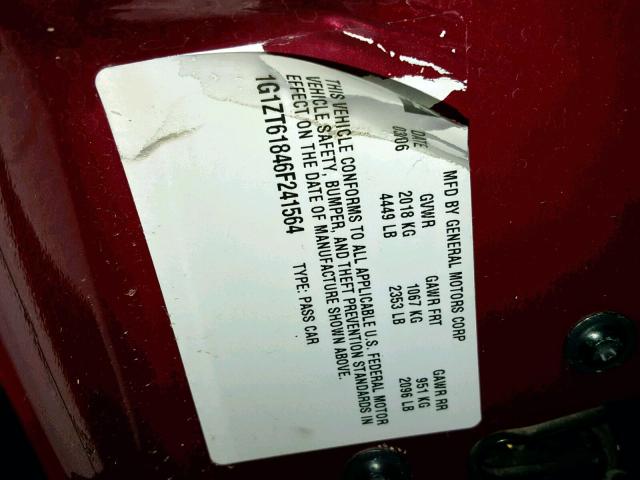 1G1ZT61846F241564 - 2006 CHEVROLET MALIBU MAX 红色 照片 10