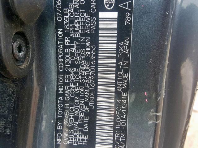 JTKDE167970163553 - 2007 TOYOTA SCION TC ნაცრისფერი ფოტო 10