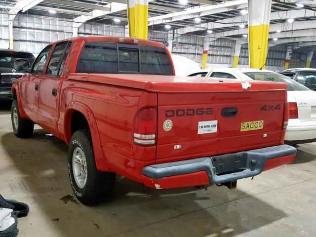 1B7GG2AN4YS640079 - 2000 DODGE DAKOTA QUA RED photo 3