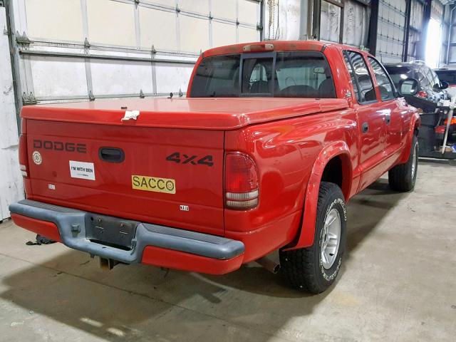 1B7GG2AN4YS640079 - 2000 DODGE DAKOTA QUA RED photo 4