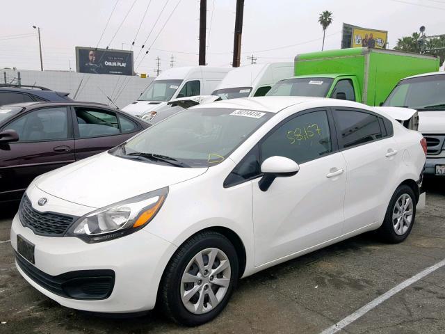 KNADM4A32E6382314 - 2014 KIA RIO LX WHITE photo 2