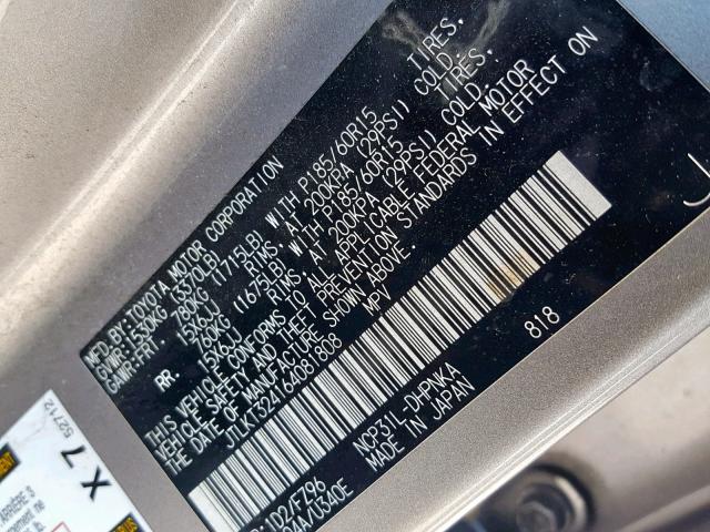 JTLKT324164081808 - 2006 TOYOTA SCION XB 灰色 照片 10