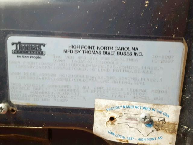 4UZABRDJ79CZ84583 - 2009 FREIGHTLINER CHASSIS B2 黄色 照片 10