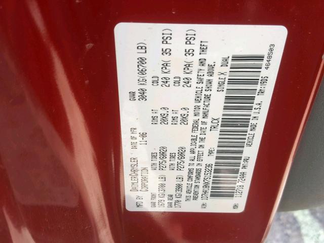 1D7HA18NX7S153236 - 2007 DODGE RAM 1500 S RED photo 10