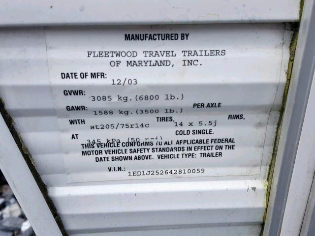 1ED1J252642810059 - 2004 WILD TRAILER WHITE photo 10