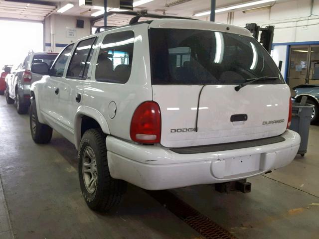 1B4HS48Z42F182094 - 2002 DODGE DURANGO SL WHITE photo 3