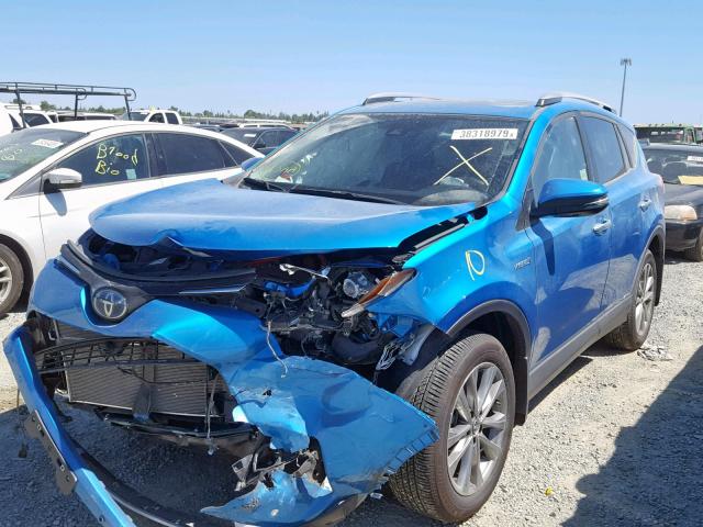 JTMDJREV6JD164595 - 2018 TOYOTA RAV4 HV LI BLUE photo 2