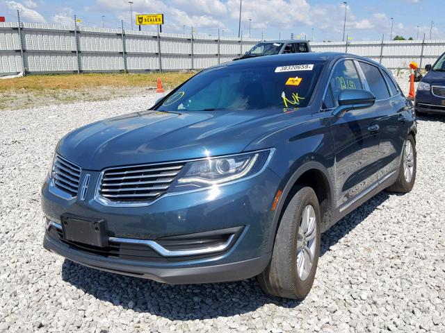 2LMTJ6JR9GBL32215 - 2016 LINCOLN MKX PREMIE TEAL photo 2