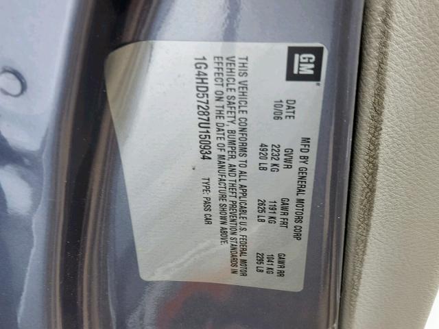 1G4HD57287U150934 - 2007 BUICK LUCERNE GRAY photo 10