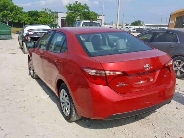 5YFBURHE8JP762579 - 2018 TOYOTA COROLLA L RED photo 3