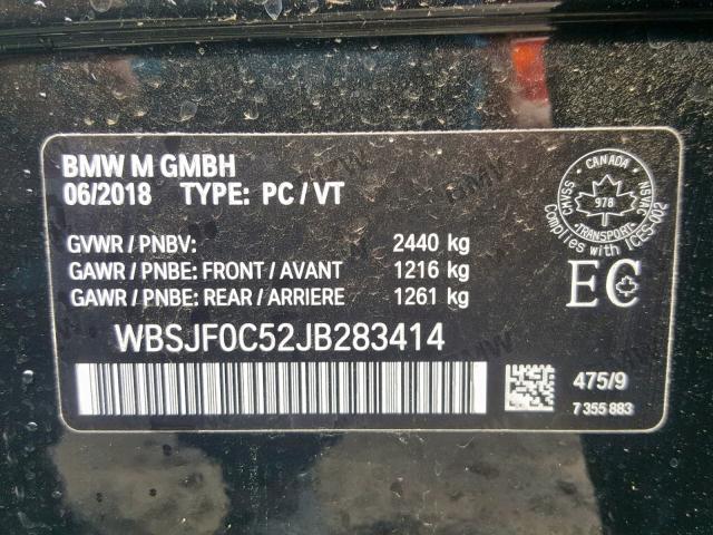 WBSJF0C52JB283414 - 2018 BMW M5 BLACK photo 10