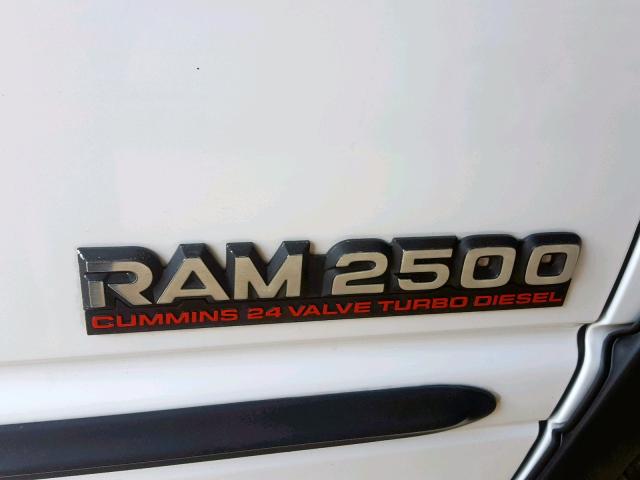 3B7KC23622M209882 - 2002 DODGE RAM 2500 WHITE photo 9